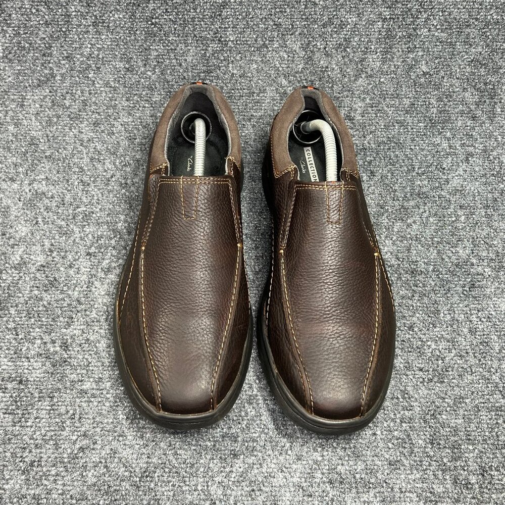 Clarks Cotrell Loafers Men's Size 10W Brown Leather Comfort Classic Slip On Shoe - Picture 3 of 12